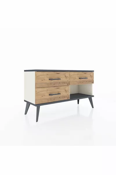 خزانة أرغس بثلاثة أدراج بحجر العقيق - أنثراسيت/صنوبر