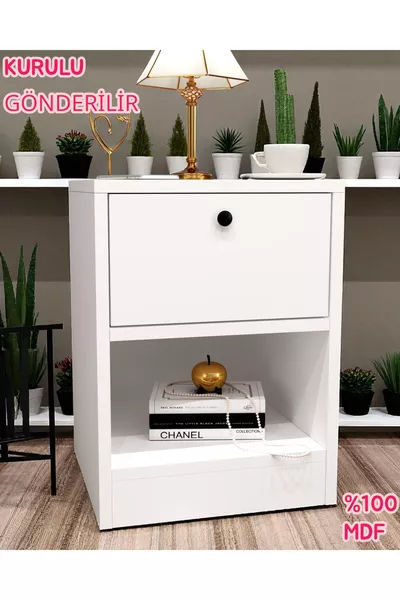 Нощно шкафче Kili с тайно отделение, MDF, доставя се сглобено, не се изисква монтаж