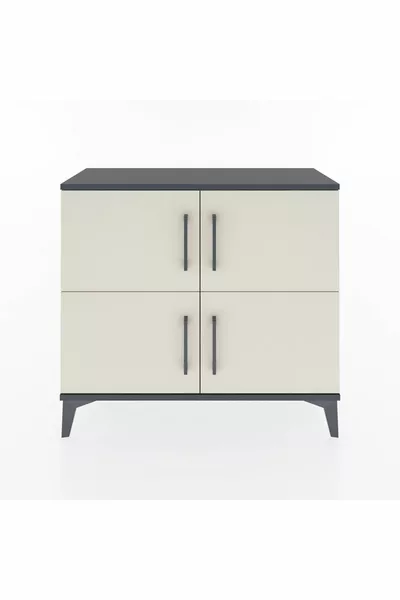 خزانة أرجيس بثلاثة أرفف وأربعة أبواب - أنثراسيت-رملي