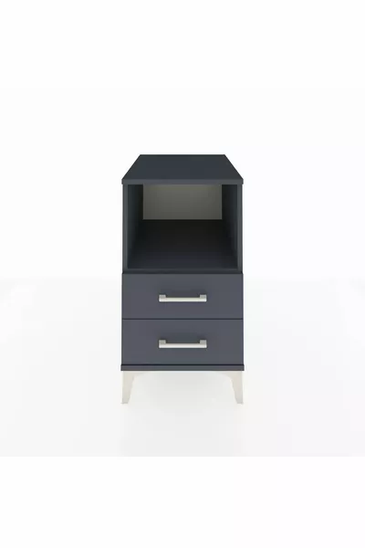 Kronos Nachtkastje met één plank en 2 lades Antraciet-Antraciet