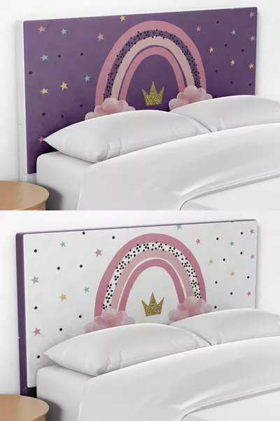 Double-Sided Rainbow Pattern Children's Bed Base Headboard Cover