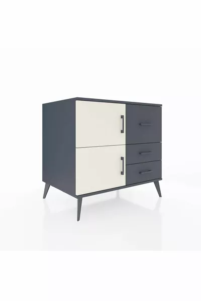 خزانة كرونوس ذات رف واحد و3 أدراج و2 باب باللون أنثراسيت/حجر اليشم