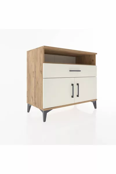 خزانة هايبرون برفين درج واحد وغطائين، من الصنوبر والرخام