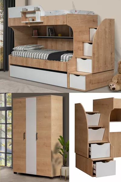 Ranza, Aura Yavrulu Ranza 3 Kapaklı Dolap - Safir Meşe