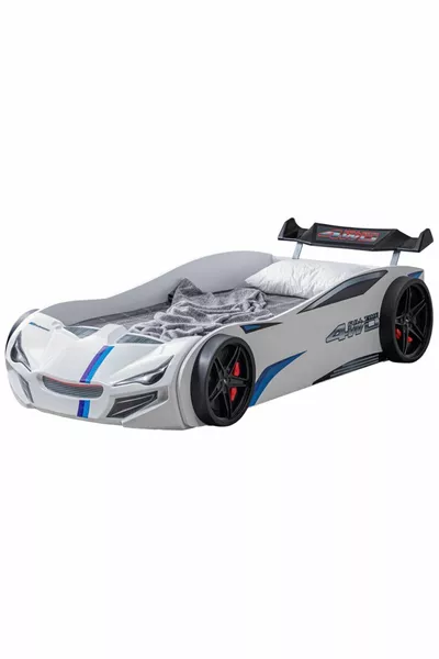 غرفة أطفال - سرير بعجلات مرسو، خزانة ثلاثية الأبواب سبورت، مكتب، كومود - أبيض