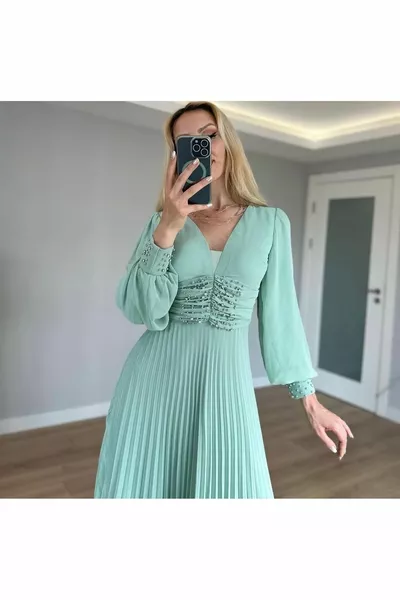 Kadin uzun mint elbise