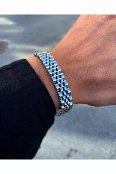 l Cord Stainless Steel Silver Men's Bracelet