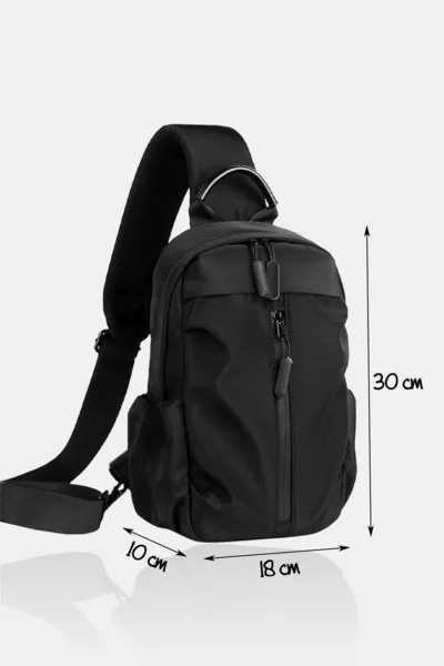 Sac à bandoulière et ceinture noir avec tissu déperlant et fermeture éclair