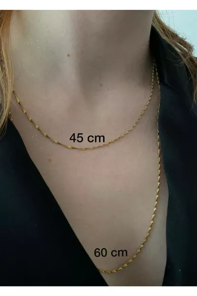  cm Gold Color Unisex Steel Thin  cm Rope Chain Necklace