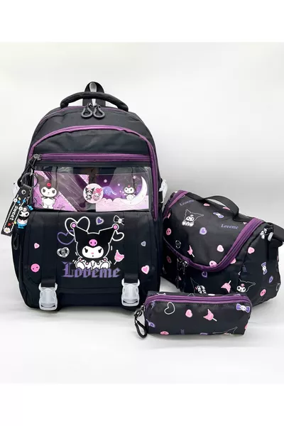 Korean Style Thermal Lunch Bag and Pencil Case Set with Accessories for Girls' School Backpack