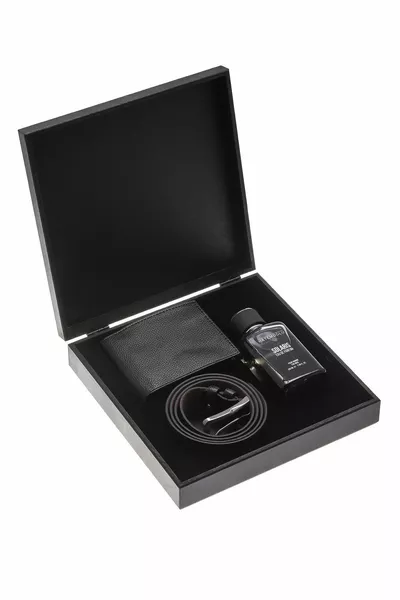 Мужской набор: парфюм EDP, кошелек, ремень, 3 предмета в деревянной коробке, набор для жениха