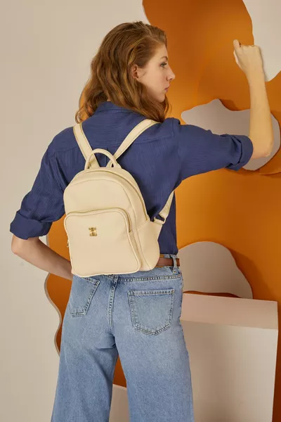 Print Beige Women's Backpack 