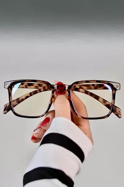 Occhiali da sole trasparenti con filtro a quadri Edur Leopardo