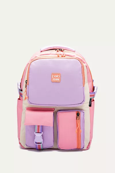 Hkn  3-Piece Set Elementary School Backpack Multi-Compartment Orthopedic Backpack Lilac