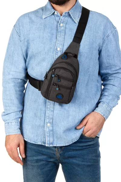 Unisex waterdichte koptelefoon met USB-uitgang, crossbody tas, taille-, schouder- en borsttas, dagelijkse bodybag