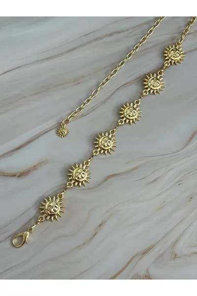 طقم حزام سلسلة بشكل الشمس للجسم والخصر والفساتين والسراويل والتنانير