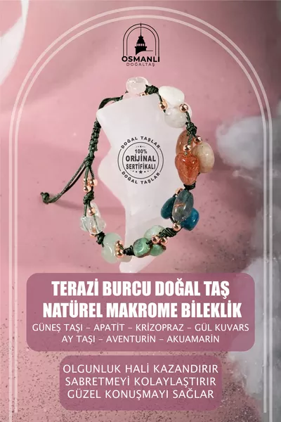 Libra Zodiac Natural Stone Natural Macrame Bracelet