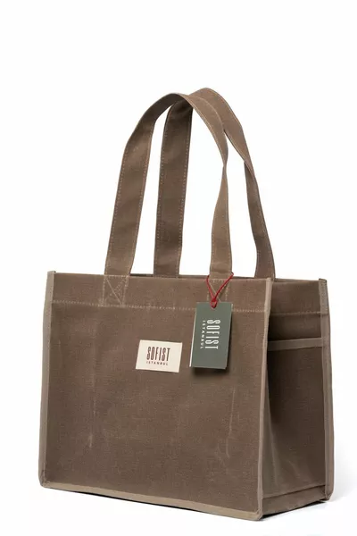 Brown Moyen Waxed Canvas Tote Bag Waxed Canvas Women's Shoulder Bag