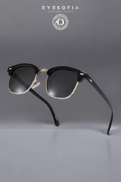نظارة شمسية كلاسمستر unisex سوداء مع عدسات معتمدة من الزجاج