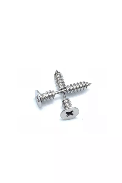 Orecchini Doppi in Acciaio Grigio a Vite da Donna e Uomo