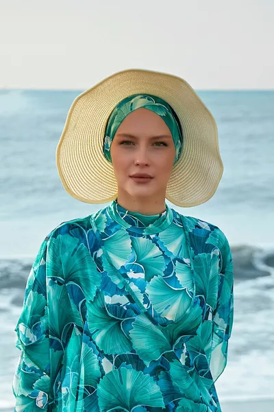 قبعة شمسية قابلة للطي مزخرفة بشريط فيونكة من رمسا، واقٍ من الشمس  بلون عاجي