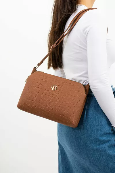 Sac de qualité à trois compartiments avec texte imprimé, résistant à l'eau, porté en bandoulière