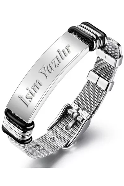 Personalized Name Straw Rope Steel Men's Bracelet