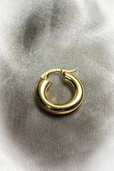 Çelik Kararmaz - 2 Pieces Premium Domed Hoop Earrings Oval Gold Thick Earrings for Women zincironline