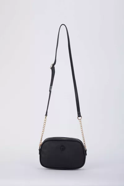 Neue Schwarze Print Damen Schultertasche 