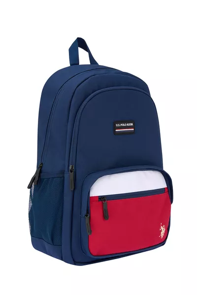 حقيبة ظهر U.S. Polo Assn.  حقيبة مدرسية حقيبة سفر حقيبة معسكر باللون الأزرق الداكن