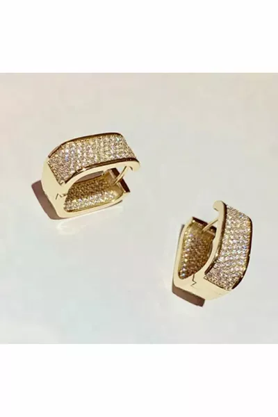 Gold Plated Steel Earrings with Zircon Stones (Does Not Tarnish)