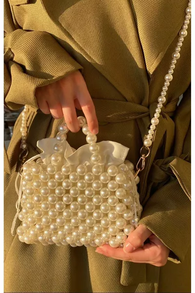 حقيبة لؤلؤية حقيبة مرصعة بالخرز اللؤلؤي