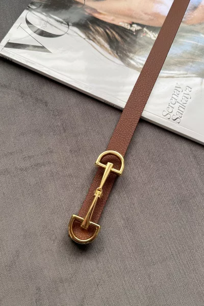 حزام للجينز والقمصان والسترات والفساتين والكنزات للنساء مع إبزيم ذهبي مزدوج