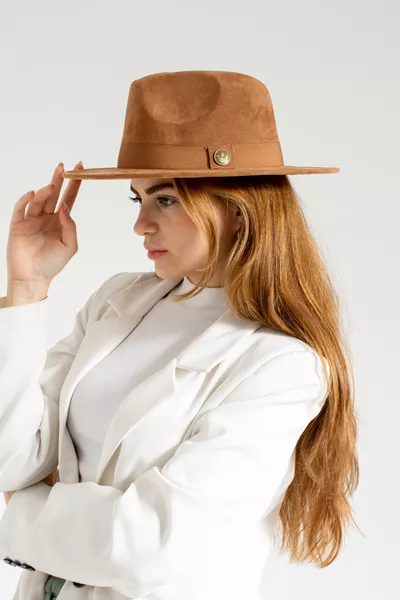 قبعة قشية بنية فاتحة قبعة رعاة البقر الصلبة