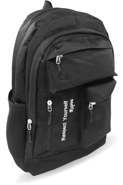 Zaino da scuola unisex per ragazzi e ragazze, quotidiano, con tasche laterali e molte tasche, colore nero