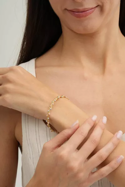 Dorissa Gouden Glanzend Zilveren Armband 