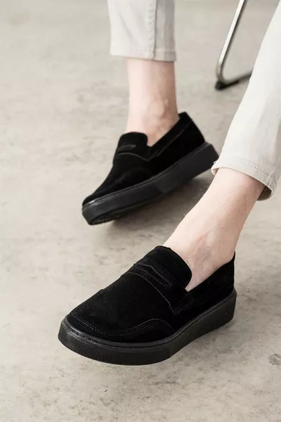  Black Color Men's Casual Shoes with Black Sole