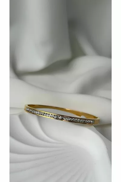 Caprea Steel with Stones Thin Women's Cuff Gold-Colored Non-Tarnish  cm Circumference Women's Bracelet Zklp