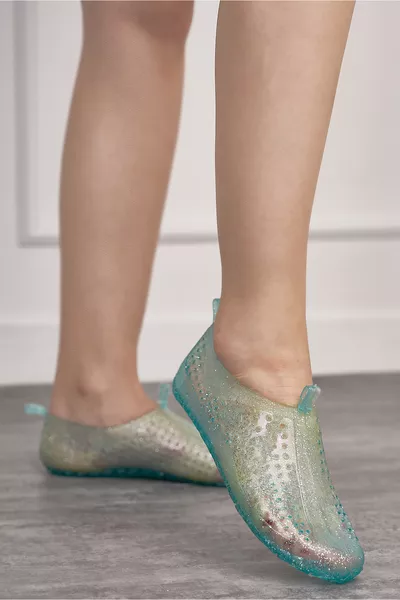 Daily Unisex Glitter Turquoise Water Shoes Durable Non-Slip Sole Pool Beach Rafting Sandals 