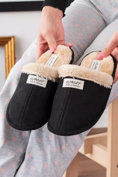 Fur-Lined House Slippers Guest Slippers Dowry Bundle Garden Slippers