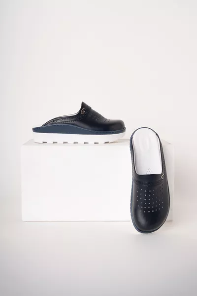 Sabot en cuir véritable femme Lacivert Gold Fit, sandale orthopédique pour médecins, infirmières et hôpital