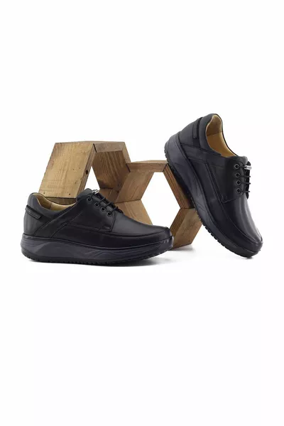 حذاء رجالي يومي للمشي من الجلد الطبيعي -  أسود