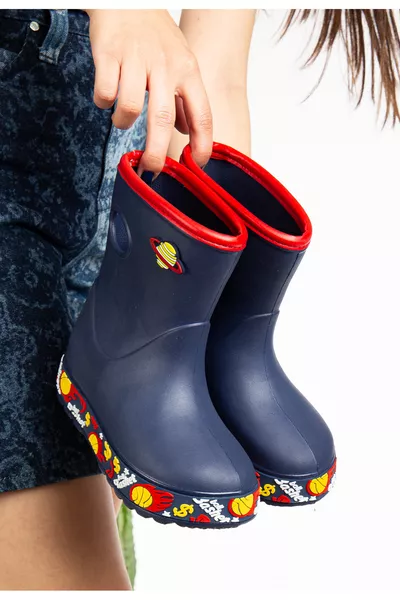 Volledig wollen kinderregenlaars met kleurrijke wikkel, waterdicht