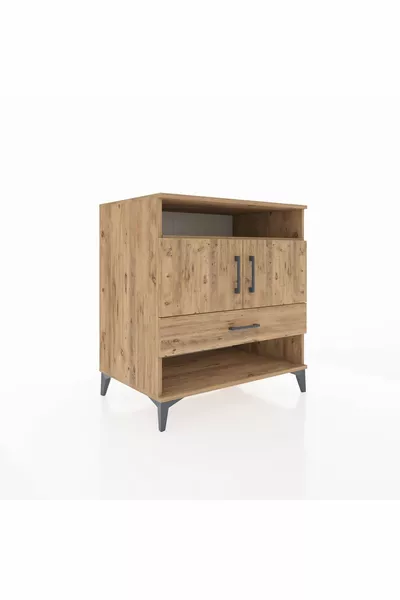 Kronos Dresser with 3 Shelves, 1 Single Drawer, 2 Doors Pine-Pine