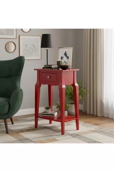 طاولة جانبية مخروطية صلبة حمراء برف - مزهرية