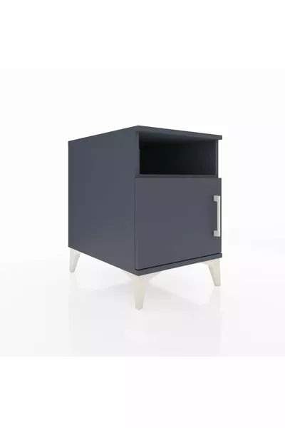 Comodino Kronos con 2 Ripiani e 1 Anta Antracite-Antracite