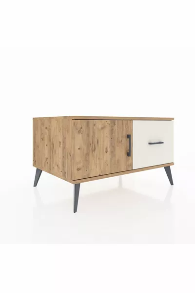 Kronos Dresser Single Shelf Single Drawer Single Door Pine-Pine/Stone Finish