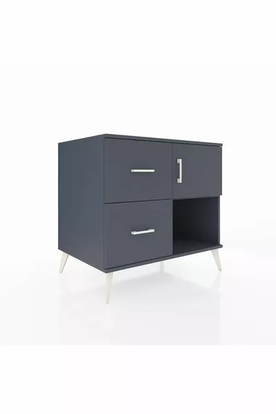 خزانة كرونوس مع رف واحد، درجين، باب واحد، أنثراسيت-أنثراسيت