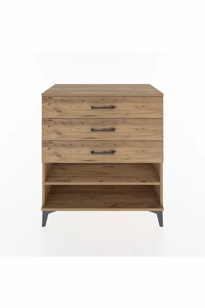 Hyperion Şifonyer Tek Raflı 3 Çekmeceli  Çam-Çam
