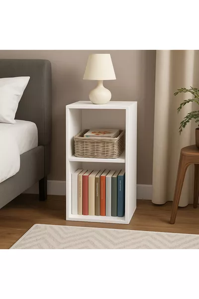 Comodino Bianco Senza Anta – Comodino Moderno a Una Sola Mensola